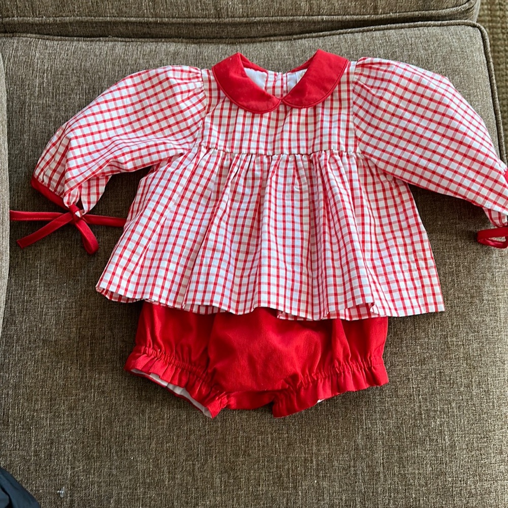 The Smocking Place red and white matching set